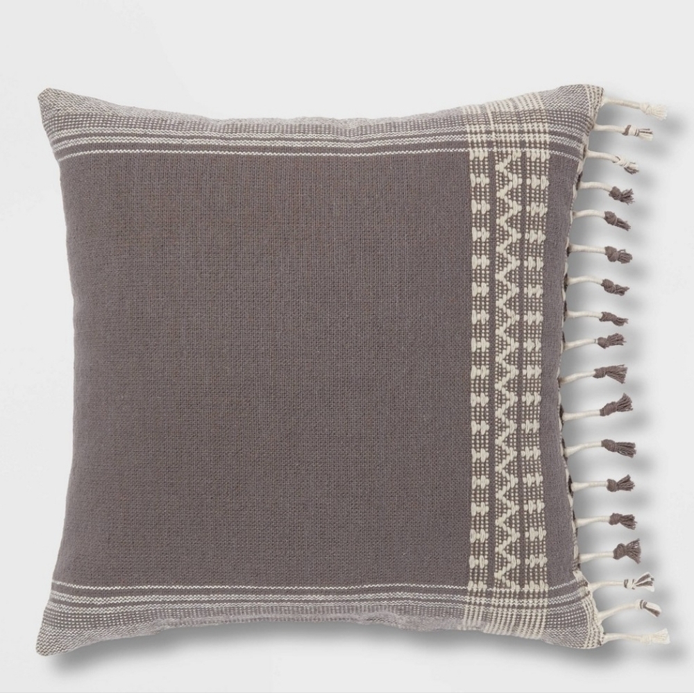 Gray Textured Throw Pillow